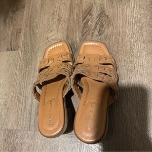 Marc Fisher Tan Sandals with Woven Design